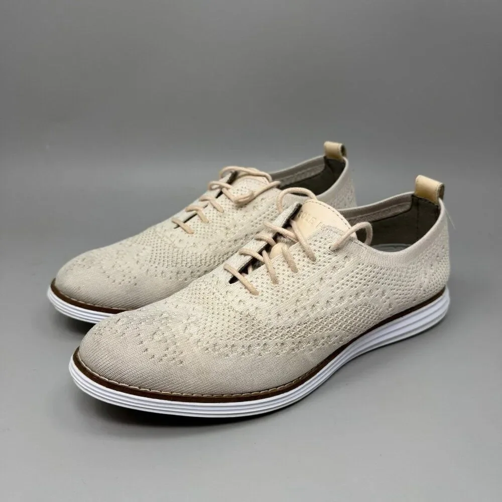 Cole Haan Original Grand Women's 8B Beige Stitchlite Knit Wingtip Oxford Shoes